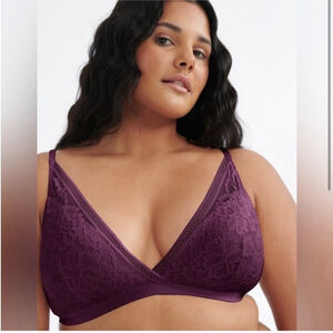 Knix Lace Deep V Bralette in purple Sz XXL